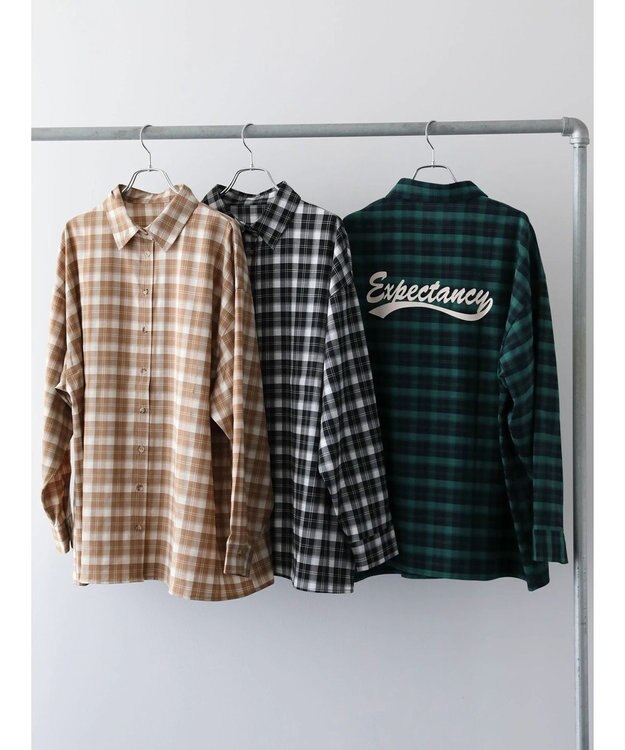 Green Parks ＥＧＯＩＳＴ　チェックロゴシャツチュニック Green