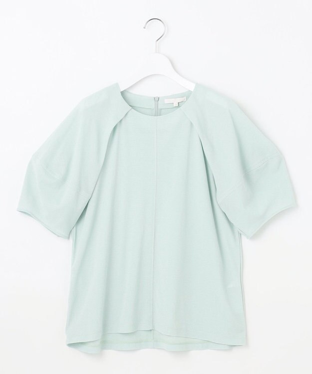 自由区 【洗える】ボリュームスリーブピケ カットソー ライトアクア