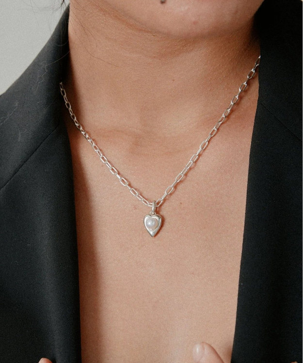 yoaa シルバー925 ハートピンクアコヤパールネックレス シルバー925