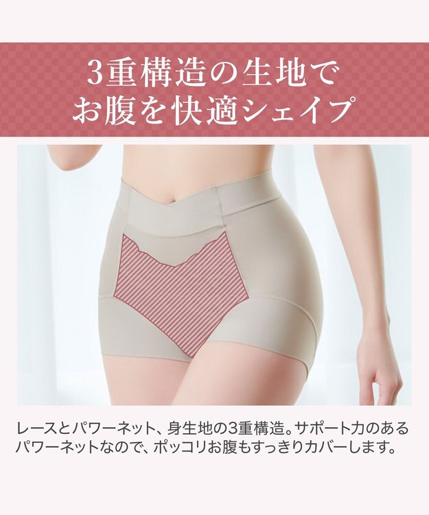 BRADELIS New York 【BRADELIS NewYork peace】綿混フィットレースショーツ ウエストからヒップ下まですっぽり包み補整するショーツ グレージュ