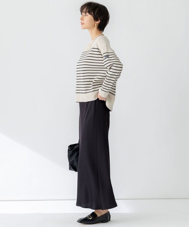 23区 【洗える】Armor-lux スムース パネルボーダー カットソー ベージュ×ブラック