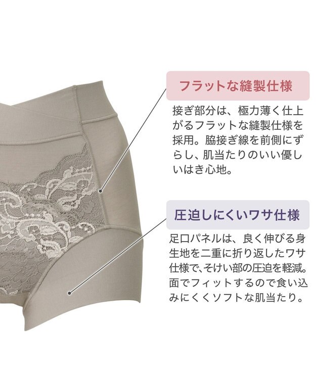 BRADELIS New York 【BRADELIS NewYork peace】綿混フィットレースショーツ ウエストからヒップ下まですっぽり包み補整するショーツ グレージュ