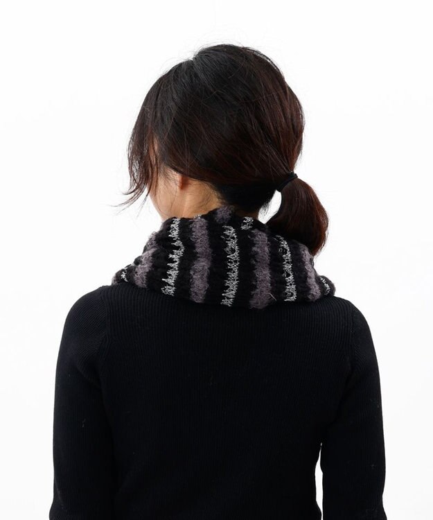 AURORA 【 LANVIN en Bleu （ランバン オン ブルー）】ニットプチマフラー ブラック