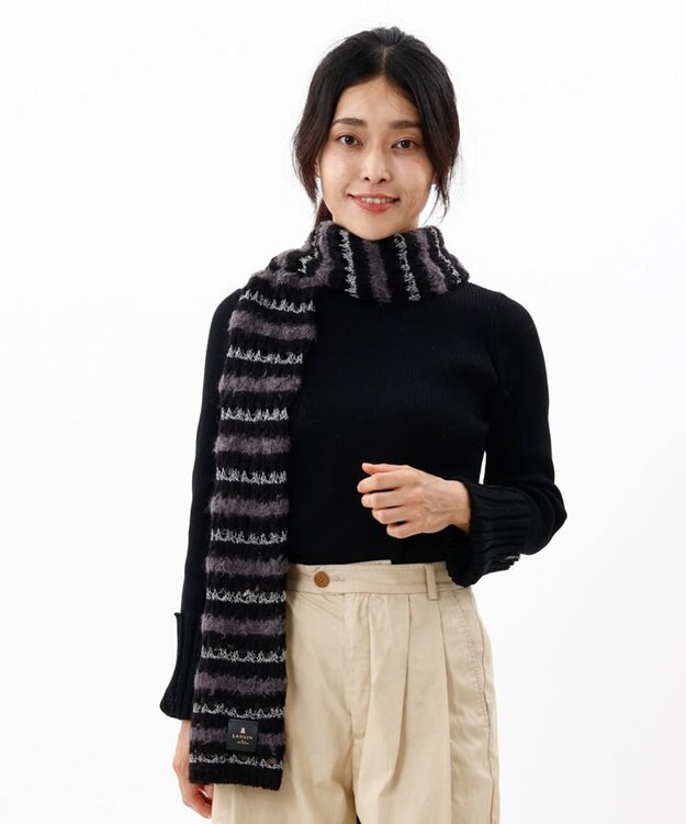 AURORA 【 LANVIN en Bleu （ランバン オン ブルー）】ニットプチマフラー ブラック