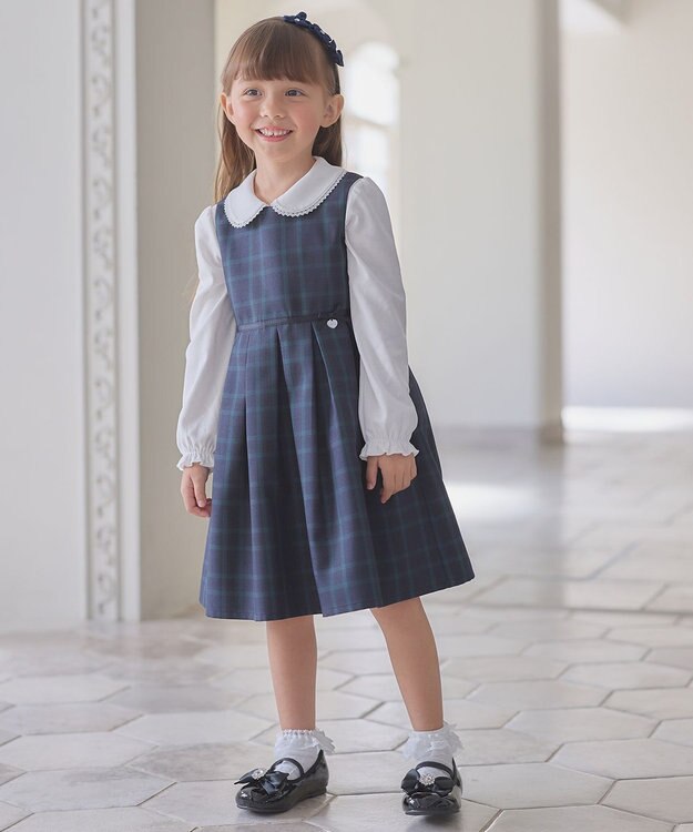 ANY KIDS チェック ジャンパースカート ブラックウォッチ