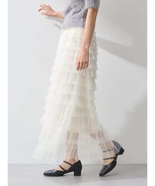 earth music&ecology ティアードフリルチュールスカート White