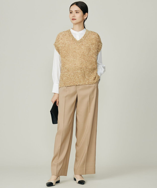 自由区 S ファンシーラメスラリット ニット モカ