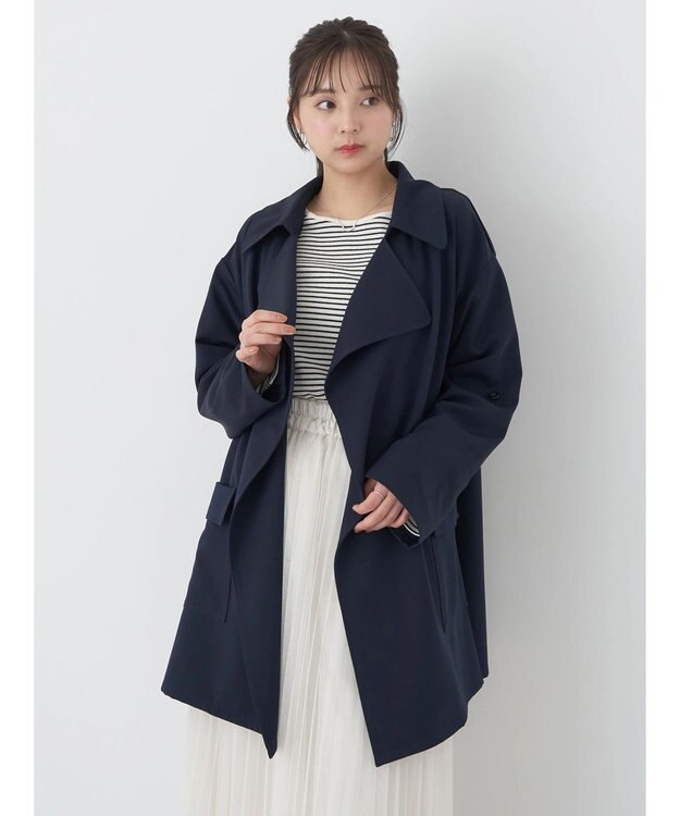 earth music&ecology ニュアンスビッグカラーコート Navy