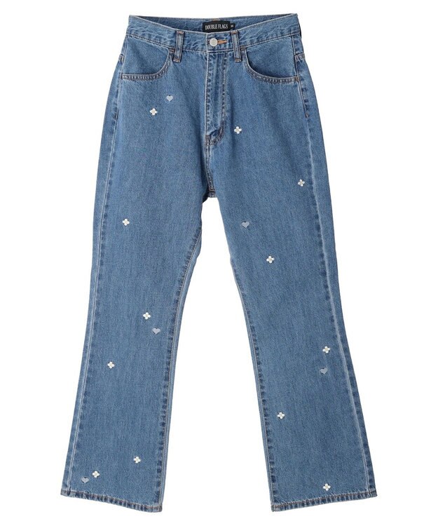 Green Parks ・Ｄｏｕｂｌｅ　Ｆｌａｇｓ　ハナ＆ハート　刺繍デニムパンツ Light Indigo