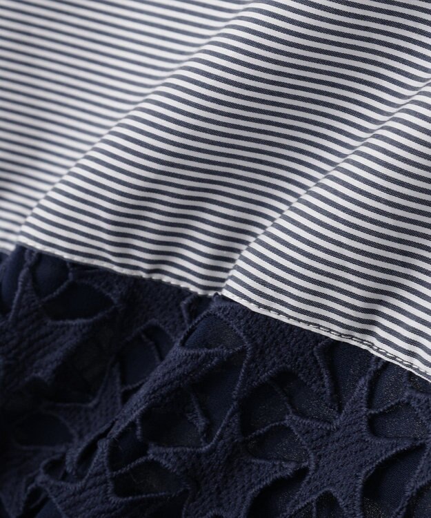 YECCA VECCA レースMIXレイヤードハーフスリーブシャツ Stripe