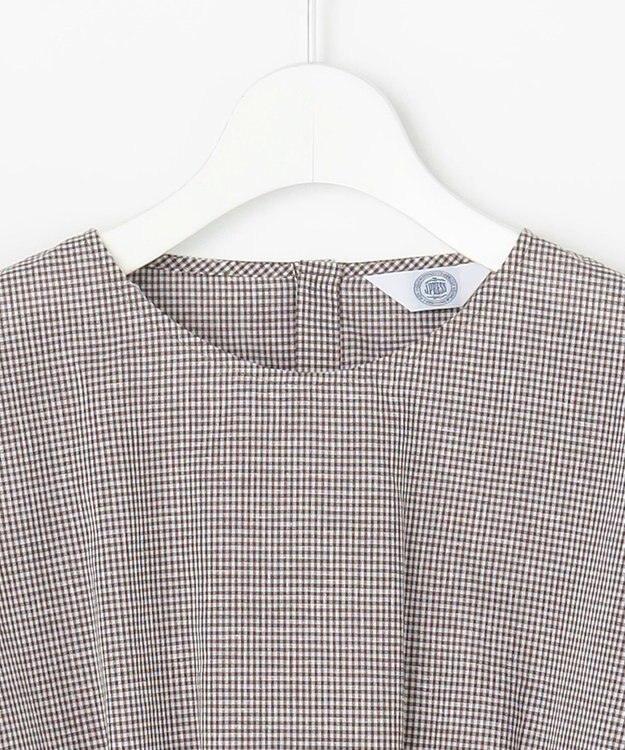 J.PRESS LADIES S リネンminiチェック プルオーバー ブラウス ブラウンギンガム系