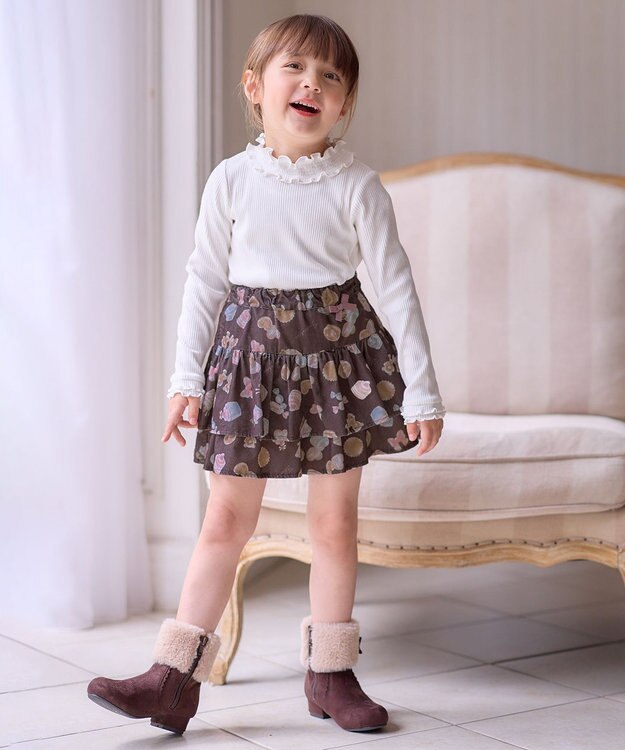 ANY KIDS スイーツ プリント キュロット ブラウン系