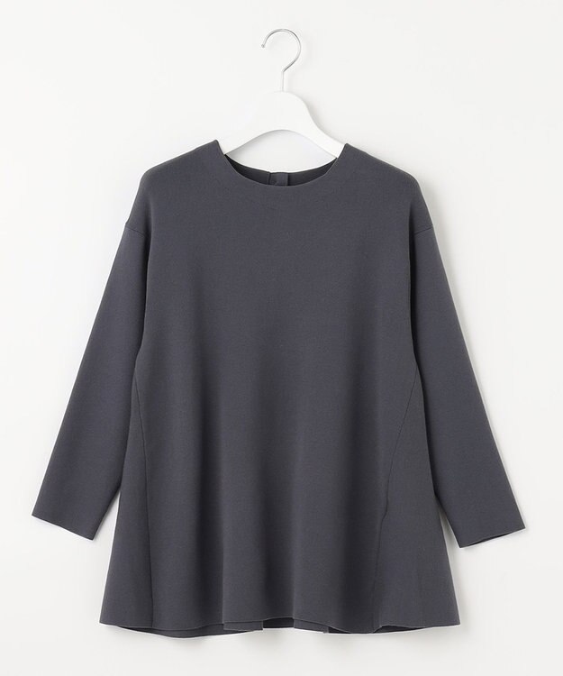 自由区 【洗える】レーヨンポリエステルスムース ペプラムニット ブルーグレー