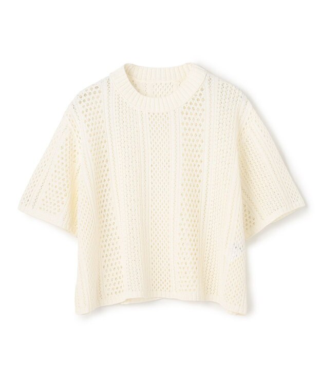 BEIGE， ATACAM / パターンメッシュ ハーフニット Ecru