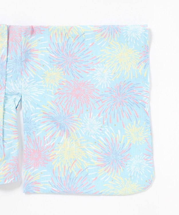 ANY KIDS 【簡単着付け】2WAY セパレート浴衣セット サックスブルー×花火