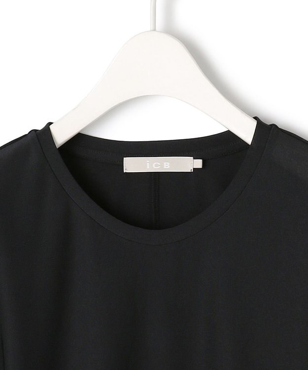 ICB L 【WEB限定・洗える】シアートリコット ペプラムカットソー ブラック系