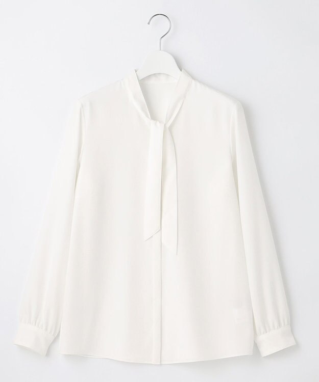 23区 【洗える】ジョーゼット ボウタイ ブラウス ホワイト系