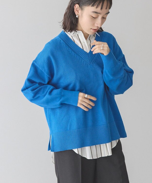AMERICAN HOLIC Ｖネックニットプルオーバー Blue