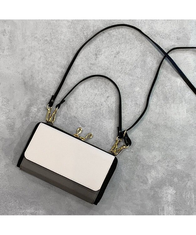 UNBILLION カシュカシュ cachecache / WEB限定カラーコンビウォレットショルダーバッグ アイボリーブラック