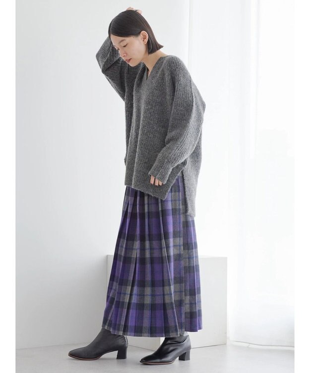 AMERICAN HOLIC ミックスヤーンカフタンニットプルオーバー Dark Gray Mixture