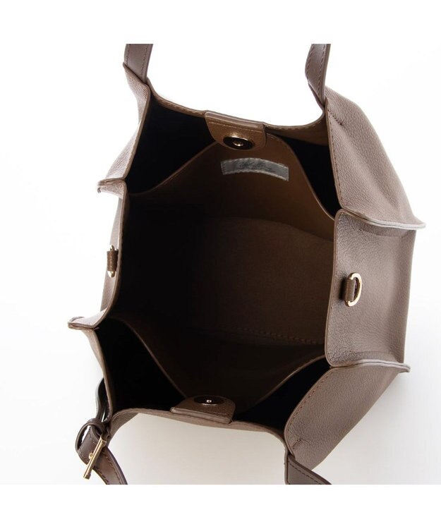 UNBILLION カシュカシュ cachecache / フェイクレザーショルダーバッグ付スクエアトート ブラウン