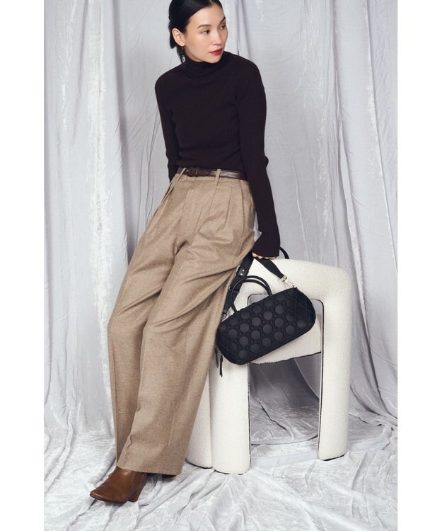 MIYABIYA 【撥水加工】篭目大柄エンボスボンディングミニボストン チョコレート