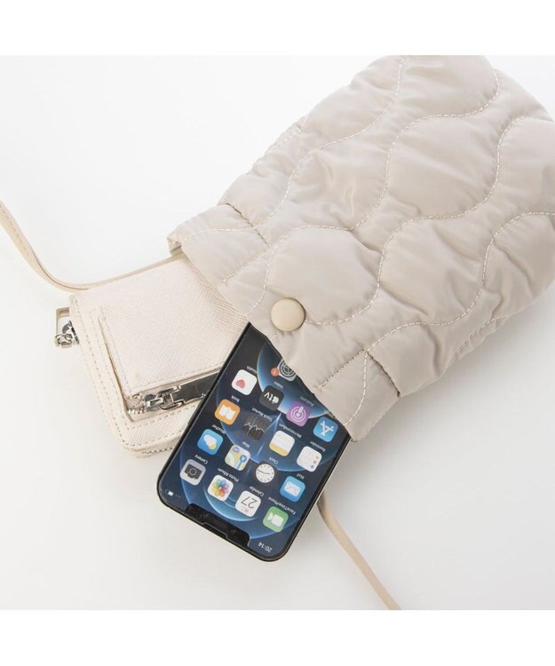 UNBILLION cachecache ナイロンキルティングスマホショルダー アイボリー