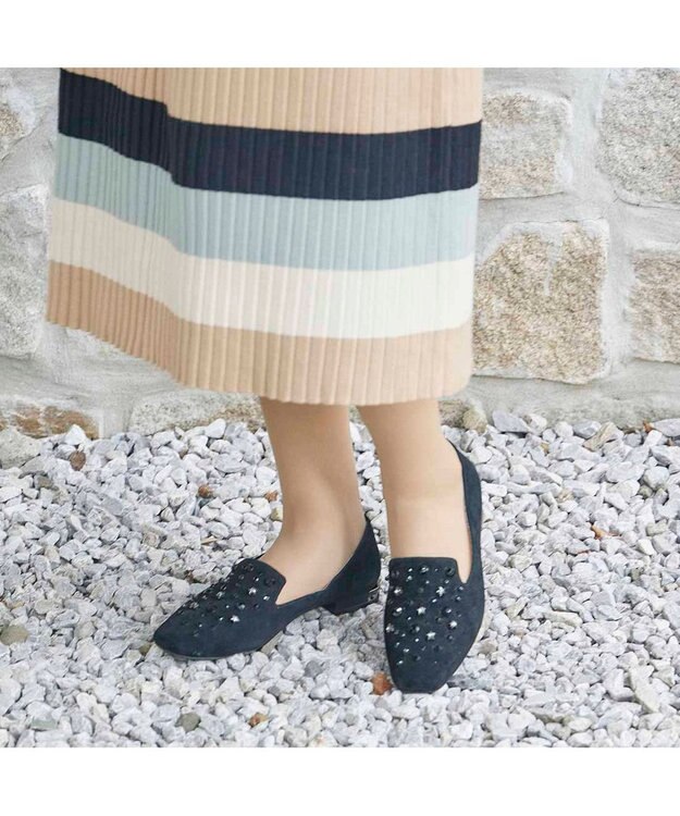 MODE ET JACOMO <MODE ET JACOMO>ラインストーンオペラシューズ ブラックスエード