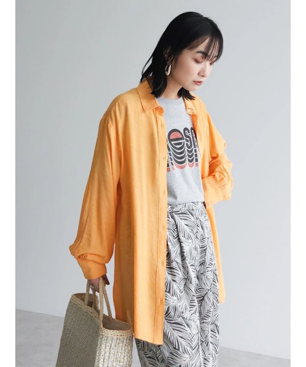 Green Parks ジャガードシアーシャツ Orange