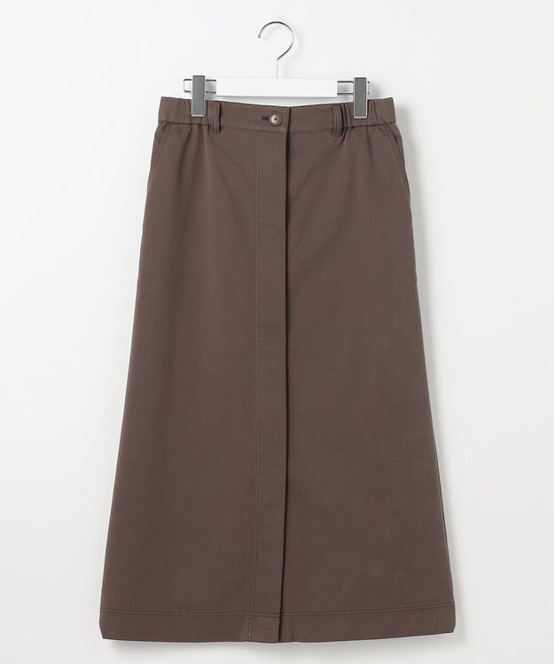 自由区 L ブラッシュドコットンサテンナロー スカート ダークブラウン