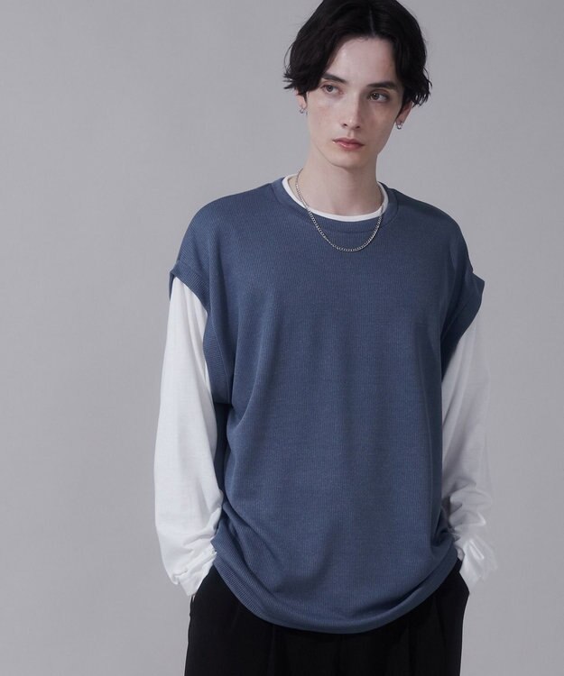 WEGO フェイクレイヤードベストT（LS） ネイビー