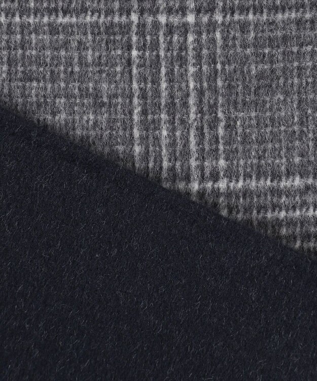 J.PRESS LADIES L 【リバーシブル】ウールナイロン リバー チェック ミドル コート ネイビー系