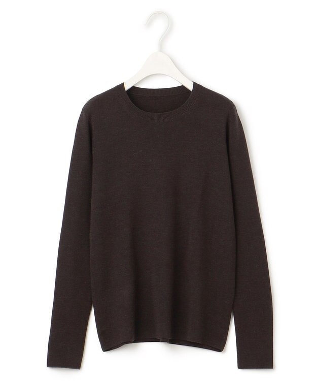 ICB 【洗える】エクストラファインメリノ クルーネックプルオーバー バーントブラウン系