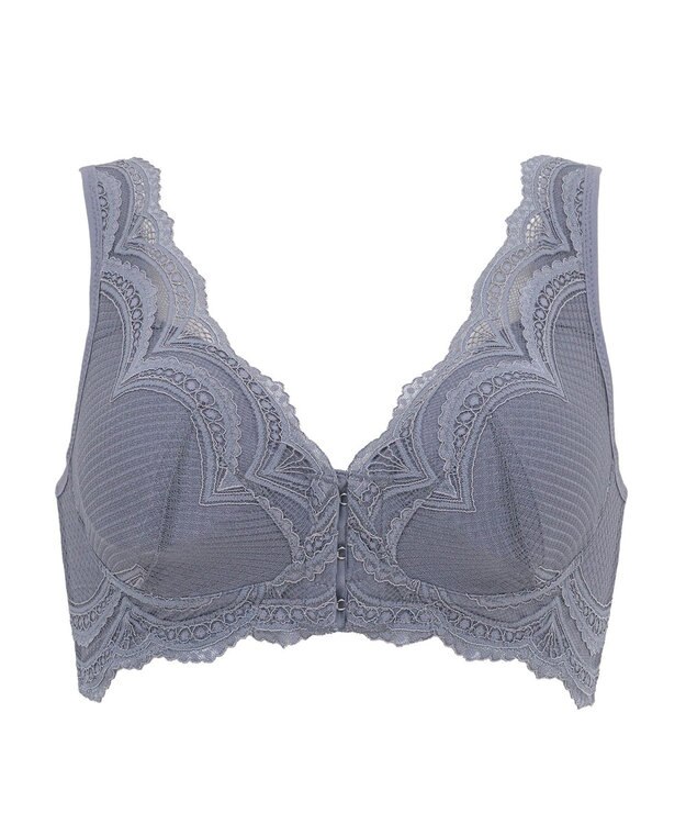 BRADELIS New York 【BRADELIS Me / ノンワイヤー・コンパクト補正】 フロントホックブラ24A1 フロントファスナー グレー