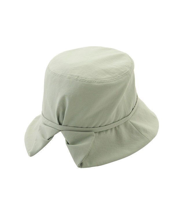 MOONBAT 【遮光100％/遮熱/UVカット】FURLA(フルラ)小ツバ 後ろ割れ バケットハット 帽子 無地 チャーム付き 手洗い可能/サイズ調整可能 ライトグリーン