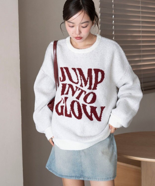 WEGO 【2025年秋冬新作】フラッフィーグラフィックニットBIGプルオーバー 柄1