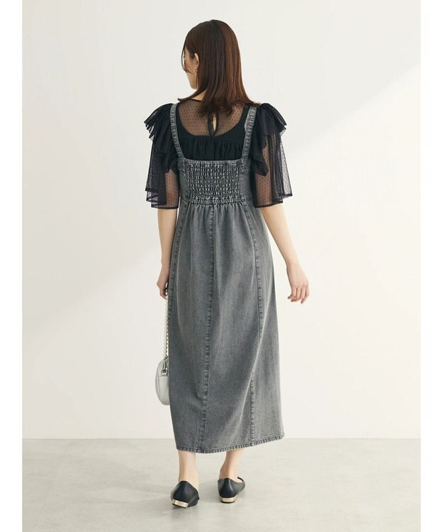 Green Parks ■ＥＳＣＡＲ　ドットチュールフレアヨークプルオーバー Black