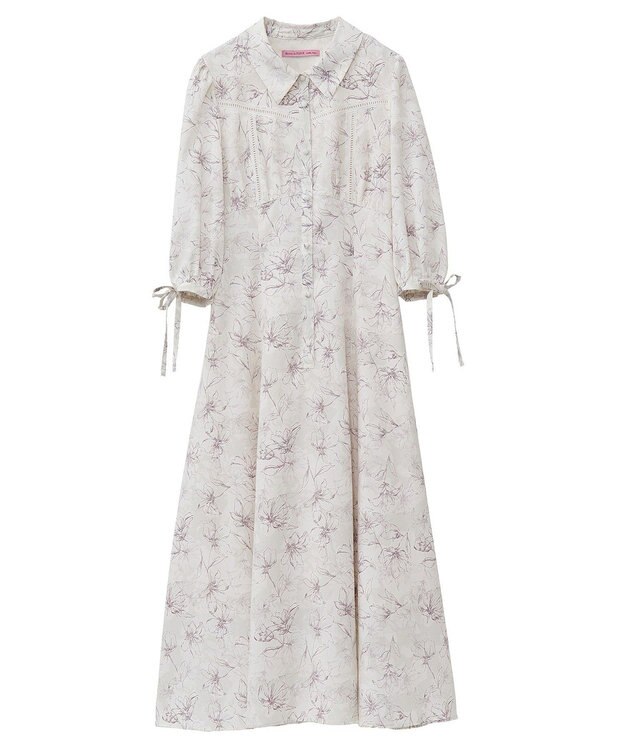 Maison de FLEUR はしごレースシャツワンピース Flower