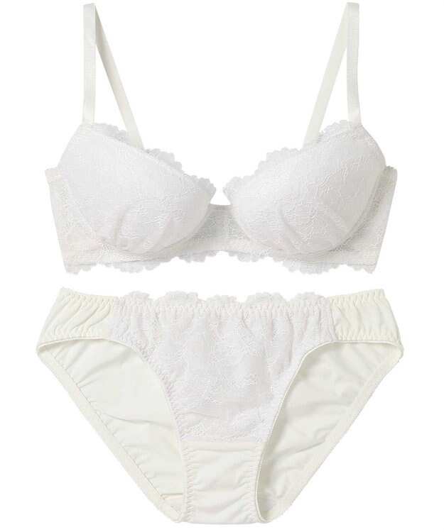 AMPHI ブラジャー ショーツセット まる胸メイク 推し活・推し事応援 Aカップあり 【ブラショーツセット】 上下セット ブラ BBJ201 アンフィ／ワコール ホワイト