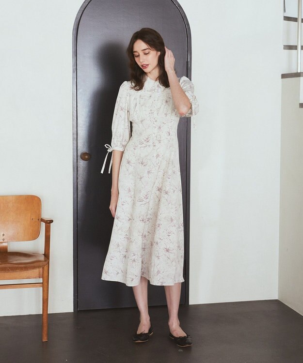 Maison de FLEUR はしごレースシャツワンピース Flower