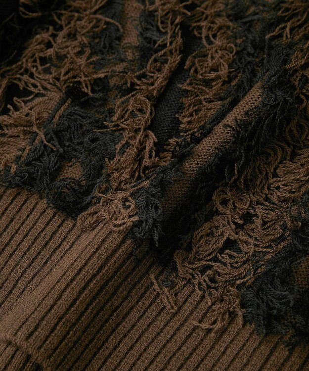 Green Parks ・ＥＬＥＮＣＡＲＥ　ＤＵＥ　フリンジジャカードニット Brown