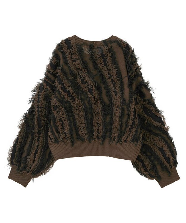 Green Parks ・ＥＬＥＮＣＡＲＥ　ＤＵＥ　フリンジジャカードニット Brown