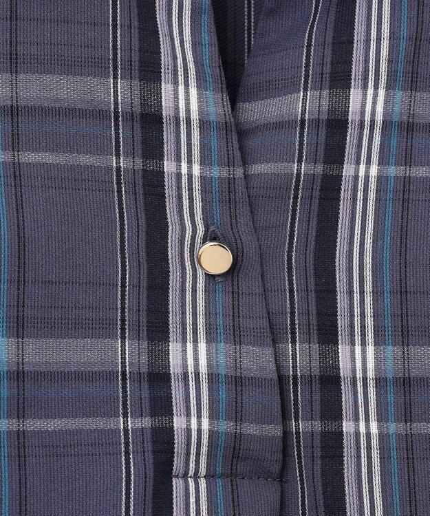 ANY SIS 【洗える】ピケチェック ブラウス ネイビー系