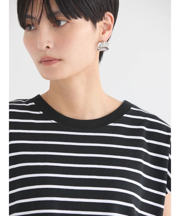 AMERICAN HOLIC 接触冷感フレンチスリーブカットプルオーバー Border Black