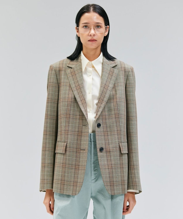 BEIGE， 【Oggi ８月号掲載】SELMA / チェックウールテーラードジャケット Camel × Nude