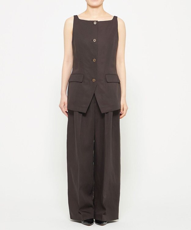 uncrave テンセルライトリネン ワイドパンツ ブラウングレー