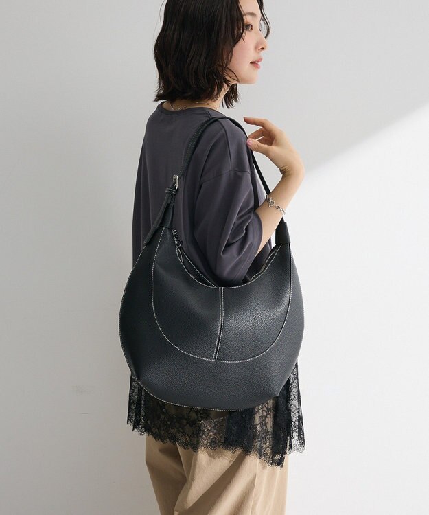 Green Parks ワンハンドルハーフムーンショルダーバッグ Black