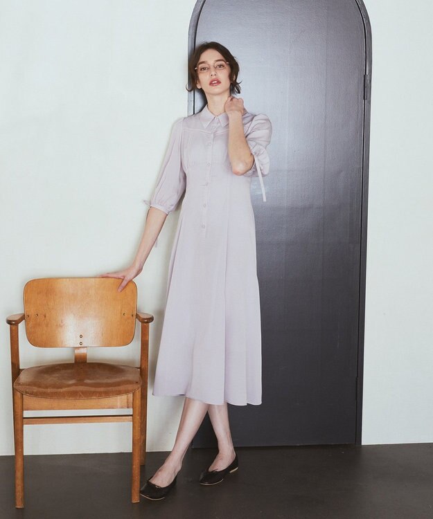 Maison de FLEUR はしごレースシャツワンピース Lavender