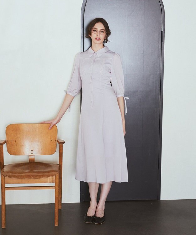 Maison de FLEUR はしごレースシャツワンピース Lavender