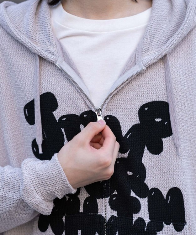 WEGO 【ユニセックス着用ITEM/MLサイズ展開】メッシュロゴジップパーカー グレー